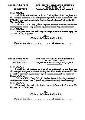 Đề thi Chuyên đề lần 1 môn Lịch sử Lớp 11 - Năm học 2015-2016 - Sở GD & ĐT Vĩnh Phúc (Có đáp án)